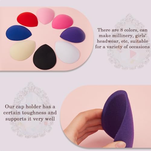 GORGECRAFT 8 Colors Teardrop Fascinator Hat Base 5x4 inch EVA Cloth Hat Fascinator Millinery Base Cocktail Hats Making Base Women Hat Craft Supply for Wedding Party Millinery Hat DIY Making