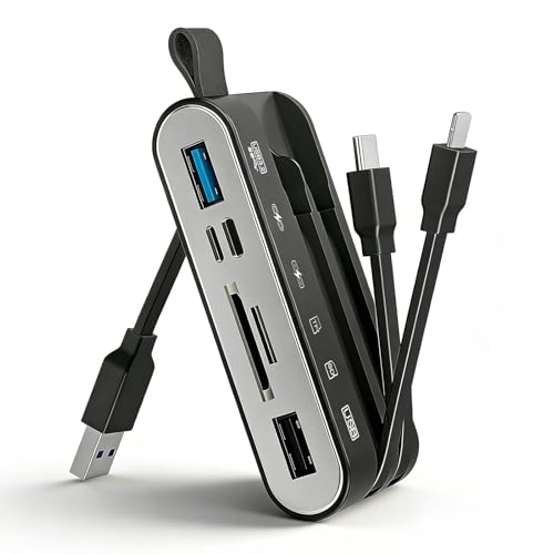 Speicherkartenleser, 6 in 1 SD Karten & USB OTG Adapter, mit Type-C und USB A Geräte, mit Micro SD & SD Kartensteckplätzen, Unterstützt SDHC/SDXC/MMC, mit Lade- und Datenübertragungsfunktion