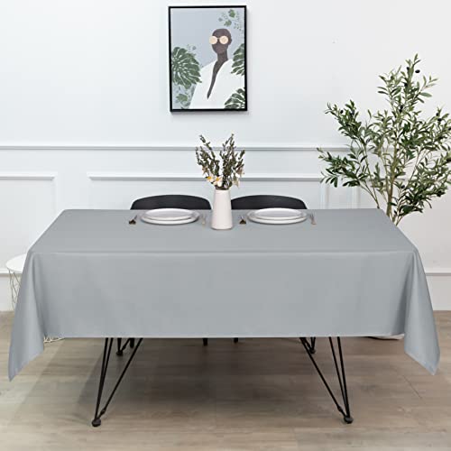 Image of sancua Rectangle Tablecloth - 60 x 102 Inch - Stain and Wrinkle Resistant Washable Polyester Table Cloth, Decorative Fabric Table Cover for Dining Tables, Buffet Parties and Camping, Silver Grey