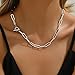 Juewaok Paperclip Necklace for Women, Silver Plated 6mm Paperclip Link Chain Necklace, Toggle Clasp Necklaces, Trendy Fashion Jewelry Gift