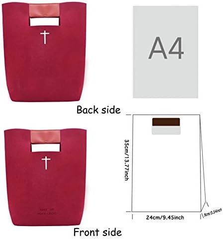 aolaso Bible Cover Tote Felt Bible Carrying Book Case Bag, Leather Tote Carved Cross Church Bag for Women& Girls Christmas Day & New Year Gift (Grey)