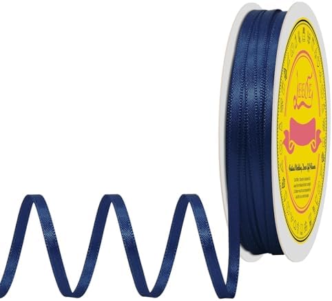 Amazon.com: LEEQE Double Face Navy Blue Satin Thin Ribbon 1/8 inch X 50 ...
