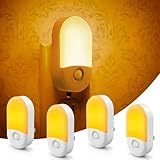 Amber Night Light, LOHAS Night Lights Plug into Wall[4 Pack], 0.6W 2000K LED Nightlight, Dusk to Dawn Sensor, 30/60LM Adjustable Brightness, Automatic Low Blue Night Light for Kid, Bathroom, Hallway