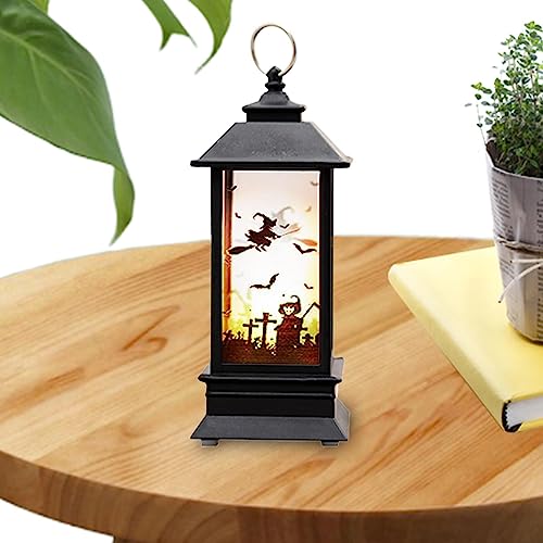 Luces de linterna de Halloween – Lámpara decorativa para Halloween | Lámpara decorativa sin llama con silueta espeluznante, faroles LED iluminados, regalos para interior/exterior mesa decoración del