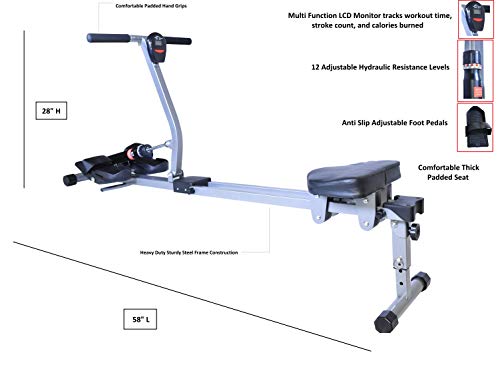 Fitness Rowing Machine X Series Hd Foldable Rower For Home Use, With 12 Adjustable Resistance Hydraulic System, Lcd Monitor And Comfortable Seat Cushion #TOP1