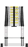 Teleskopleiter 6,2M, Klappleiter, Aluminium Mehrzweckleiter, Leiter aus hochwertigem Aluminium für Bauarbeiten max. 150 kg 620cm