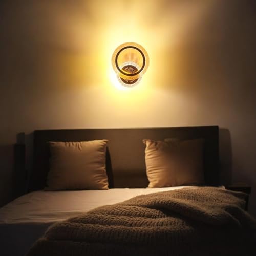Image of Modern LED Wall Light for Home, 3 Color Modes, (Warm White,Cool White, Natural White) Golden Acrylic Crystal Wall Lamp for, Pack of 2.