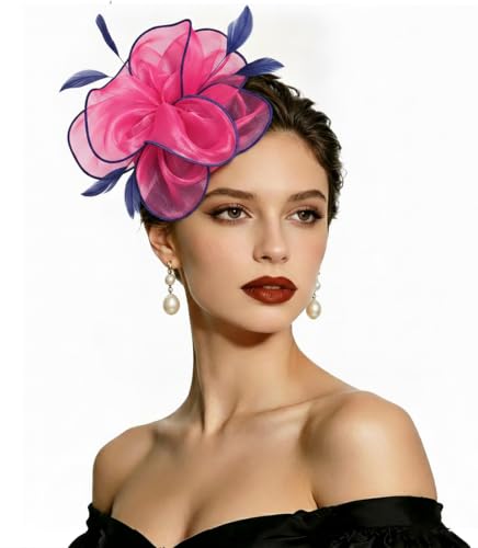 Image of DRESHOW Fascinators Hat Tea Party Headwear Ribbons Feathers on a Headband and a Clip for Women