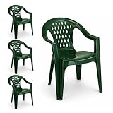 PALUPLUS Set 4 Sedie da Giardino in Polipropilene di colore VERDE, misura 57x61,5x79 cm, S...