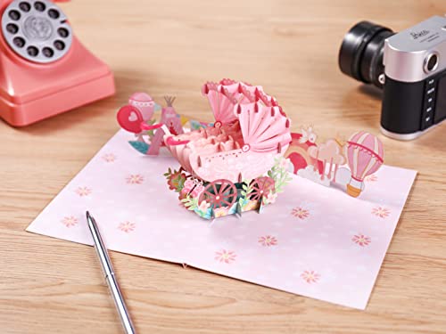 Liif New Baby Girl 3D Greeting Pop Up Baby Card, Baby Shower Card, New Baby Card, New Baby Congratulations #TOP1