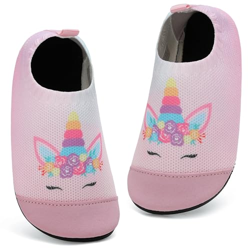 BARFULKER Hausschuhe Kinder Mädchen Jungen Atmungsaktive Pantoffeln Leicht Rutschfest Lauflernschuhe Kleinkinder Hüttenschuhe Kindergarten Slippers Barfußschuhe(Rosa,27 EU)