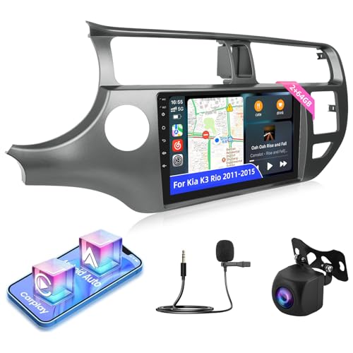 NHOPEEW Autoradio Android 9 Pollici Per KIA Rio 2012-2015 – CarPlay Wireless, GPS, WiFi E Telecamera Retrovisore