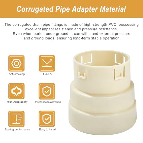 4 Corrugated Pipe Adapter, Corrugated Pipe PVC Connector