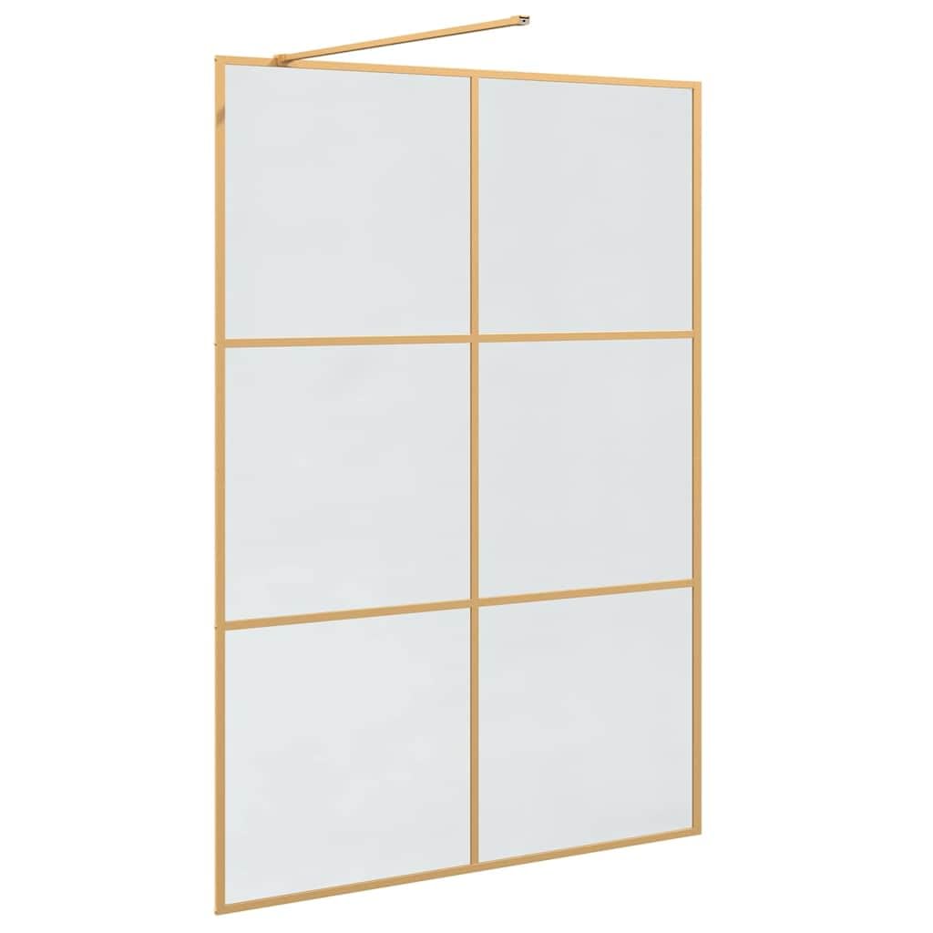Walk-in ścianka prysznicowa złota, 140 x 195 cm, szkło hartowane, ścianka prysznicowa, ochrona przed pryskaniem, szklana ścianka z regulowanym profilem i stabilizatorem do kabiny prysznicowej