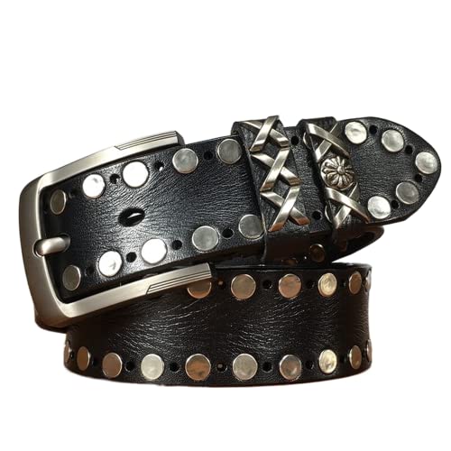 Ceinture en cuir de vache pour homme avec rivets punk rock durables pour jeans