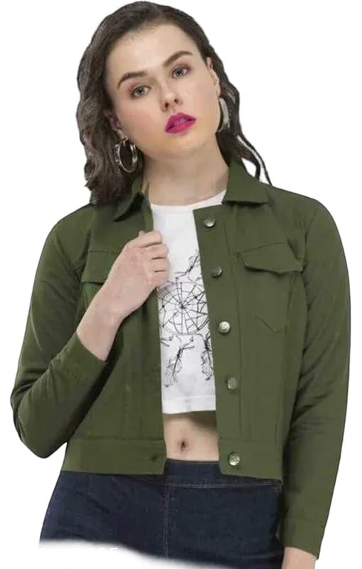 Women’s Regular Fit Solid Denim Jacket Modern Look-picture-49