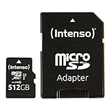 Intenso Premium Scheda di Memoria microSDXC da 512 GB Class 10 UHS-I (con Adattatore SD), Nero (3423493)