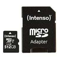 Intenso Premium microSDHC 512GB Class 10 UHS-I, U3, V30 Speicherkarte inkl. SD-Adapter, für 4K Aufnahmen, GoPro, Insta 360, dji, Osmo, Steam Deck, Drohne, Actionkamera, schwarz – Ansicht 1
