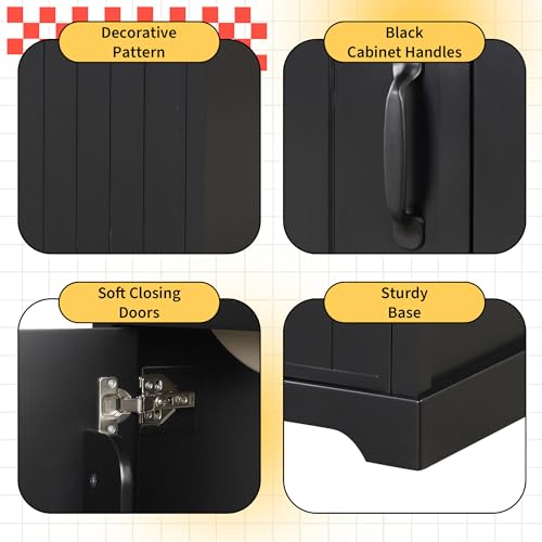 Image of Favfurish 20 inch Bathroom Vanity with Ceramic Sink,Undermount Single Basin Bath Vanity Set w /Soft-Close Door and Storage Rack & Adjustable Shelf,Modern Freestanding Cabinet for Small Space Black
