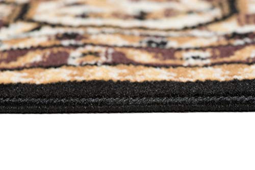 TAPISO Bali Teppich Kurzflor Klassisch Floral Ornament Design Schwarz Beige Orientteppich Bordüre Wohnzimmer… – Bild 6