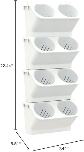 Miniatura 10 de Maceta apilable para colgar en la pared, paquete de 4 macetas colgantes de pared con orificios de drenaje, maceta de plástico montada en la pared