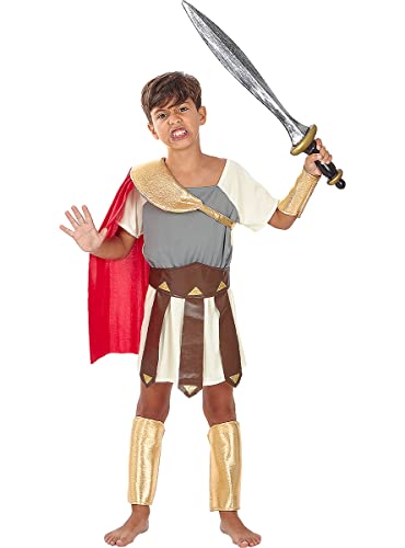 Funidelia | Disfraz de gladiador para niño Disfraz para niños y divertidos accesorios para Fiestas, Carnaval y Halloween - Talla 3-4 años - Granate