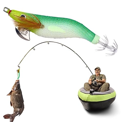 Leuchtender Köder für | Kunstköder für mit Augen - Outdoor-Sportzubehör zum Angeln von Wels, Zahn, Schlangenkopf, Tintenfisch, Tintenfisch, Tintenfisch