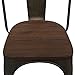 Purenity Metal Stack-Able Industrial Chic Dining Bistro Cafe Side Chairs, Outdoor and Indoor, Wood Seat, Set of 4
