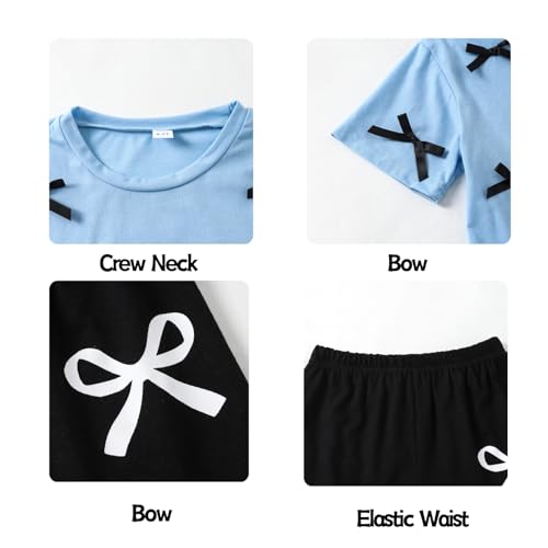 Image of Kids Girl Clothes Heart Print Short Sleeve Top and Shorts Cute Girl Summer Outfits Short Set