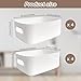 8 Pack Plastic Storage Bins and Baskets, White Storage Containers for Kitchen, Bathroom, Office, Under Sink Organizer, 4 Large and 4 Middle