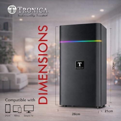 Tronica Boom Box Bluetooth Party Speaker 90W RMS with Dual Mics (Wired & Wireless) | Powerful Bass | USB/FM/AUX Smart TV Compatible | Remote Control | Vivid RGB Lights | Karaoke & Home Theater System 6 41PCVi5q6UL