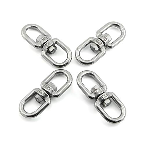 JCBIZ 2 peças M8 Corrente de olho duplo gancho giratório manilha de aço inoxidável 304 equipamento m