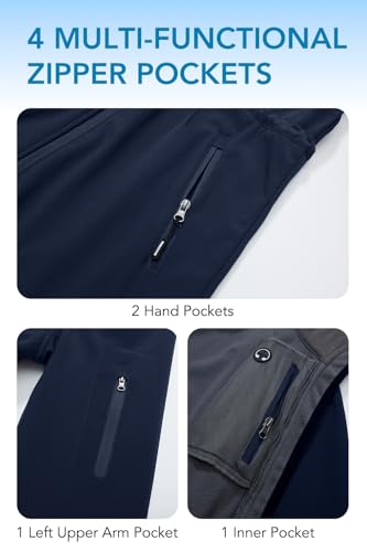 Image of FARVALUE Women's Long Softshell Jacket Waterproof Lightweight Warm Windproof Hooded Fleece Lined Rain Coat for Outdoor