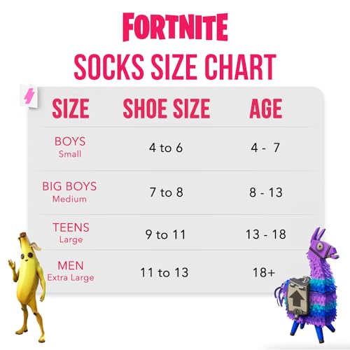 FORTNITE Fun: 6-Pack High Socks for Boys and Teens – Vibrant Gaming Designs, Comfortable Fit, Durable Materials