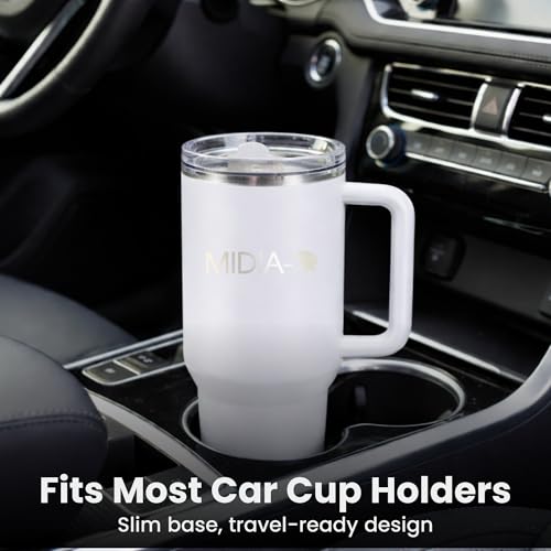 MIDIA- Insulated Tumbler with Handle and Lid, White, Stainless Steel, 30 oz, Double-Wall Vacuum, BPA-Free, Reusable Straw by MIDIA- - Used condition - Image 4