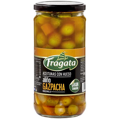 Fragata ACEITUNAS MANZANILLA VERDES CON HUESO SAJADAS ALIÑO GAZPACHA, 690g