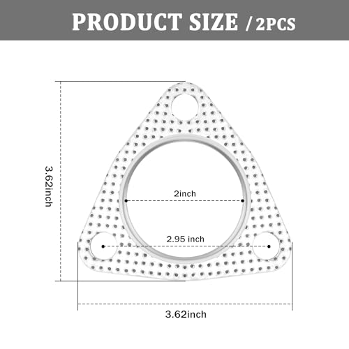 Salior SALIOR-SAN JIAO DIAN-0907-NEW 2Pcs Exhaust Gasket,2 Inch 3-Bolt Exhaust Flange Gasket,Multifunctional Manifold/Header/Muffler/Catalytic Converter Gasket,Graphite Exhaust Pipe Gasket thumb #1