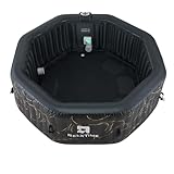 4-6 Person Inflatable Hot Tub Spa Octagon, Outdoor Portable Blow Up Hottub 130 Air Jets with Energy Efficient Cover, Built in Heater Pump, Cup Holder, 2 Filters, Black