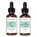 Vitamin C Serum 20% Pure L-Ascorbic Acid, Ferulic Acid, Vitamin E and HA and Hyaluronic Acid Serum with Vitamin B5 for Face and Eyes Natural Anti Aging Anti Wrinkle Set of 2 by Dr. Brenner