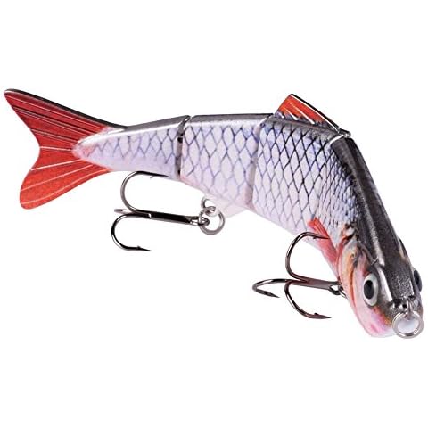 BOMSO 1pc Fishing Lure Swimbait Multi Jointed Artificial Bait Crankbait Hard Bait 12cm 17g High Carbon Steel Treble 6# Hook (ColorB) Cover