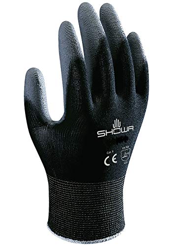 SHOWA B0500B Polyurethane Palm Coated General Purpose Work Glove with Nylon Liner, 13-Gauge, Black, Medium (12 Pair)