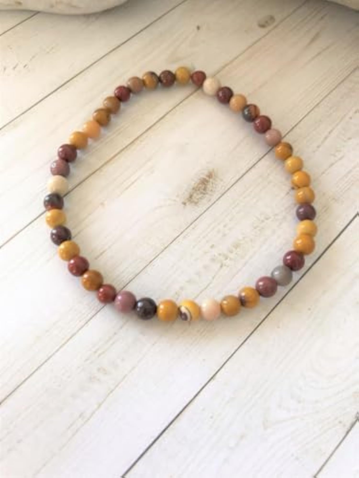 Unisex Natural Mookaite 4mm Stretchable Bracelet