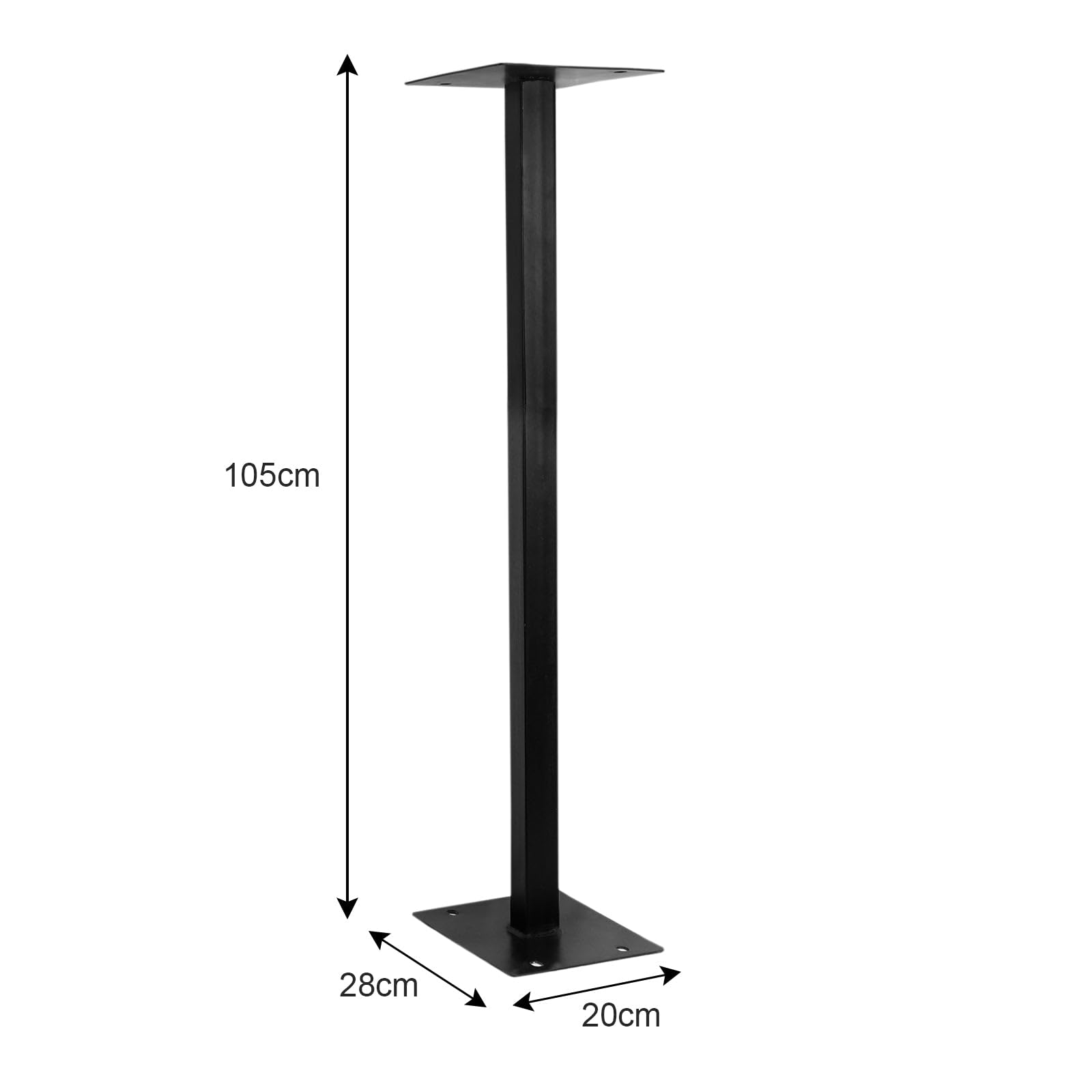 Piédestal en Fer Noir pour Boîte aux Lettres 105 x 28 x 20 cm Capacité Maximale 21 kg Imperméable Usage Extérieur [Fixations INCLUSES]