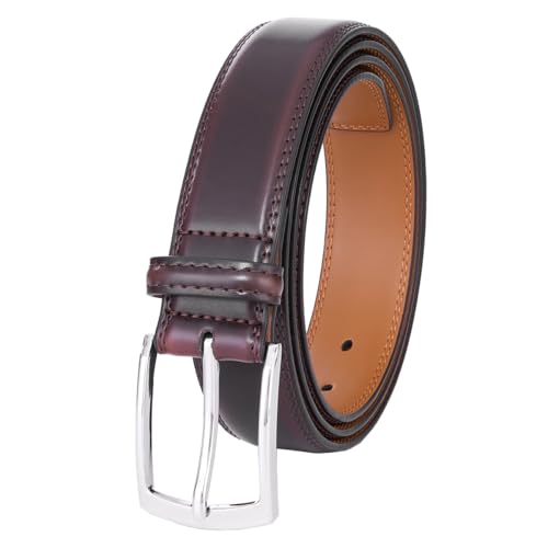 VRLEGEND Cintos homem cinto couro fato calças de trabalho 3,5 cm tamanhos grandes 110-160 cm, com caixa de presentes, Castanho