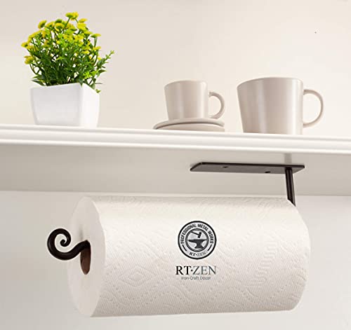 Rtzen 9060 Under Cabinet Paper Towel Holder - Wrought Iron Cute Black Farmhouse Decor Inside Cabinet Or Under Counter thumb #7