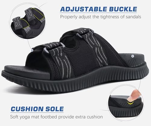 Image of KuaiLu Mens Orthotic Sandals Athletic Thick Cushion Recovery Sport Slides Adjustable Strap Open Toe Walking Sandles With Comfortable Plantar Fasciitis Arch Support