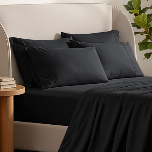Image of Bare Home 4 Pillowcases - Premium 1800 Ultra-Soft Collection - Bulk Pack - Double Brushed - Hypoallergenic - Wrinkle Resistant - Easy Care (Standard - 4 Pack, Black)