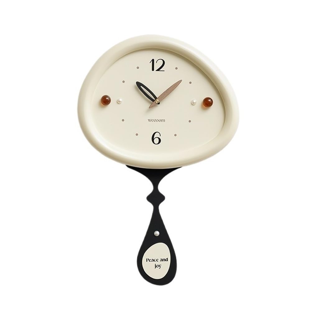 Cocina Reloj de Pared Creativo for Sala de Estar, decoración de Pared con péndulo, Negro, Blanco y Amarillo. Decoración(Yellow)