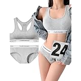[ArBuMIng] ブラジャー 下着 レディース 上下セット 綿 ブラジャー ショーツセット ノンワイヤーブラ スポーツブラ 高弾性 柔らかい肌触り 通気 24時間 日常とスポーツ兼用 昼夜兼用 ナイトブラ