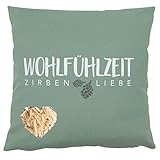 Herbalind Zirbenkissen Wohlfühlzeit Lindgrün 25x25cm mit Reißverschluss hochwertige Zirbenflocken - Bezug aus 100% Baumwolle ohne Zusatzstoffe -Duftkissen, Zierkissen, Geschenke Frauen